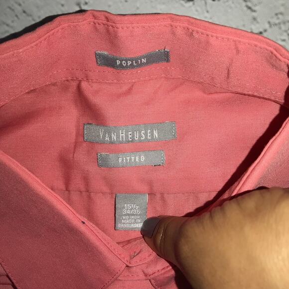 Peach VAN HEUSEN  Poplin Dress Shirt - Picture 3 of 5